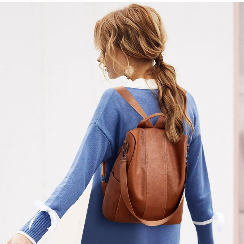 Women's solid color backpack